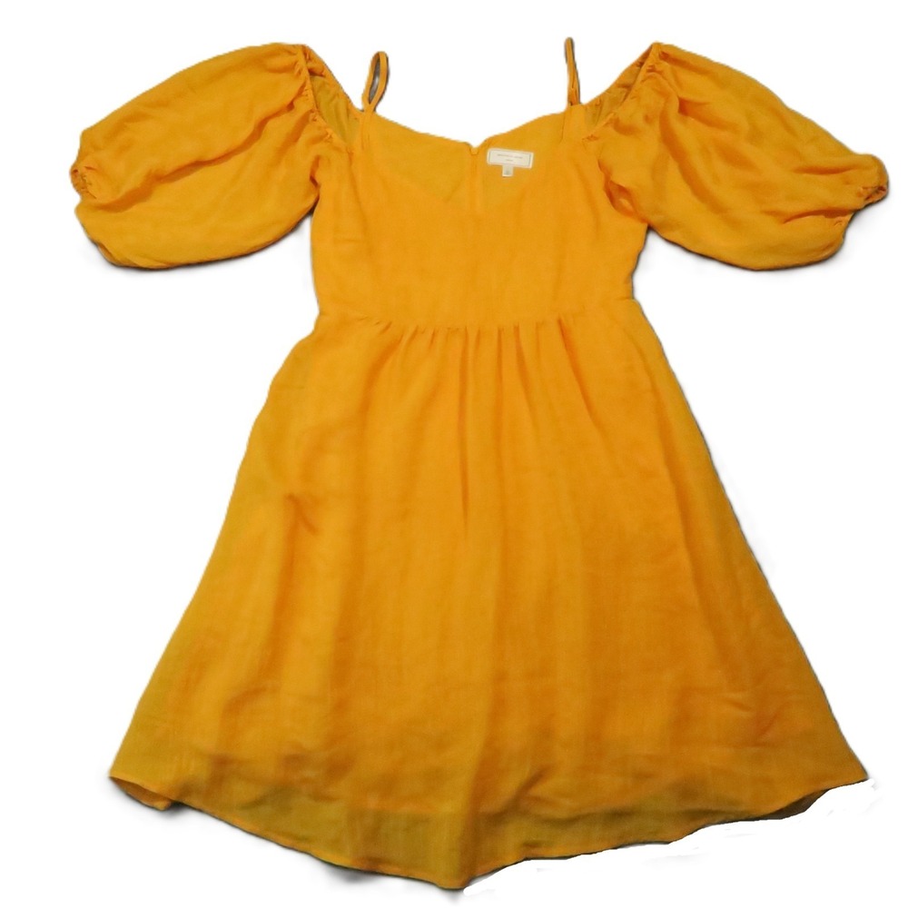 Anthropologie Moulinette Soeurs Carina Dress M Mango Puff Cold Shoulder Colorful